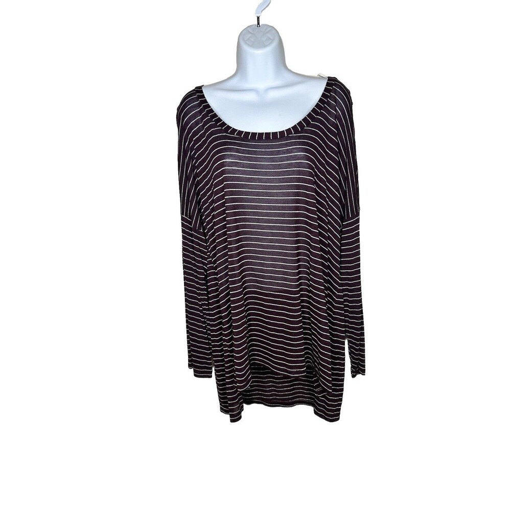 Splendid Women's Sandwashed  Long Sleeve Top, Stripped, Size 2X New Nwt Burgandy